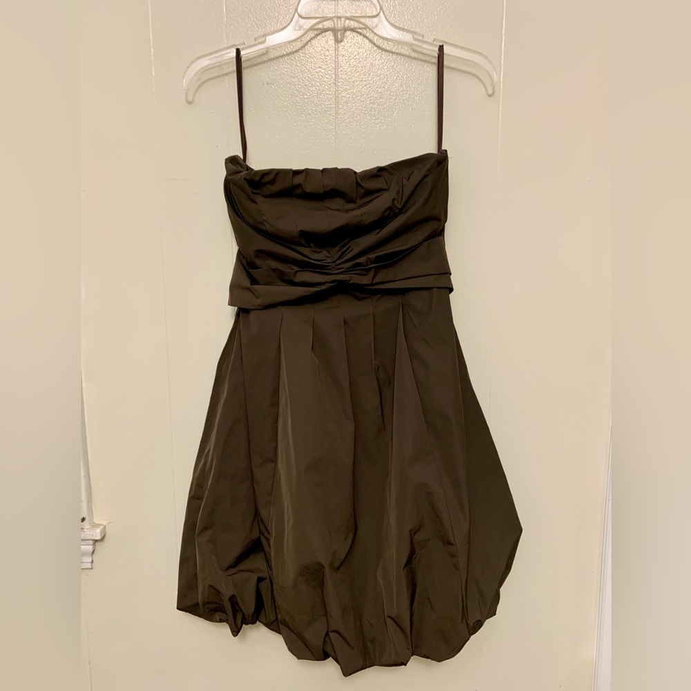 COPY - RW&Co Brown Party Dress fit ‘n flare blouson bust bubble hem 2